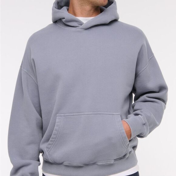 Abercrombie & Fitch Essential Oversized Popover Hoodie Grey size Small NWT in pg - Picture 3 of 9